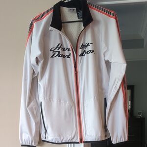 Harley-Davidson White and Orange Zip-Up Jacket